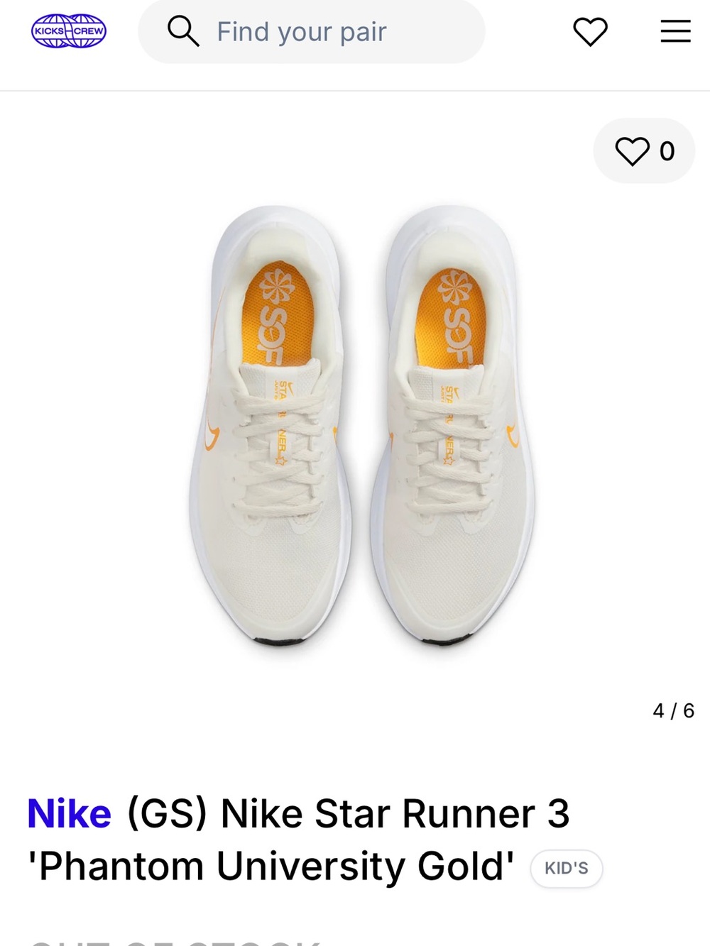 SZ 4Y Nike White Sneakers with Orange Swoosh
